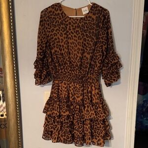 lola Brown and Black Leopard Print Ruffle Dress for Kids